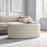 Madison Park Ferris Coffee Table Oval - Solid Wood, Polyester Fabric Large Cocktail Ottoman Modern Style, Button Tufted Center, Sun Flower, 48.5" Wide, Cream