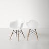 Aeon Furniture Dijon Arm Chair in White and Walnut Legs Finish (Set of 2)