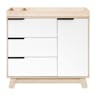 Babyletto Hudson Mid Century Natural Pine Wood White Accent 3-Drawer Changer Dresser with Removable Changing Tray