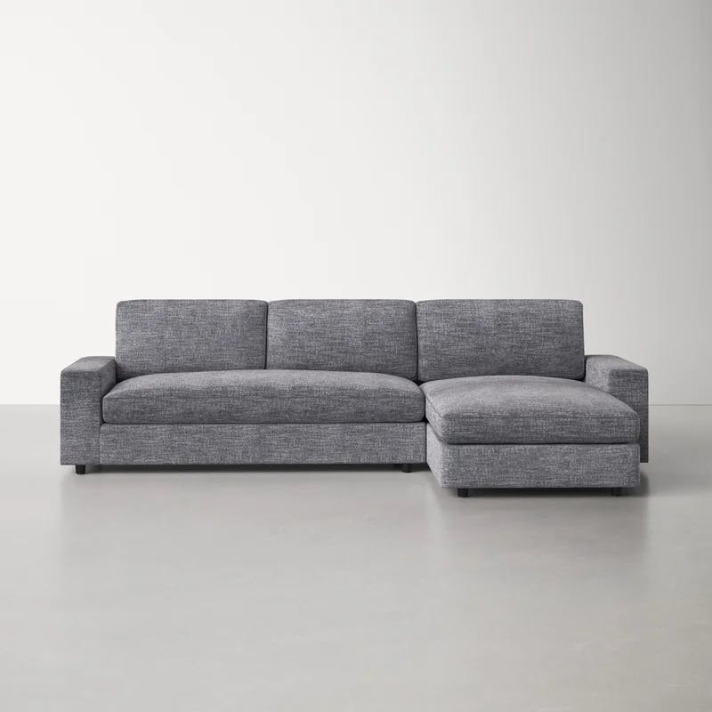 Ethan Quarry Gray Linen and Wood 111" Modern Sofa Chaise