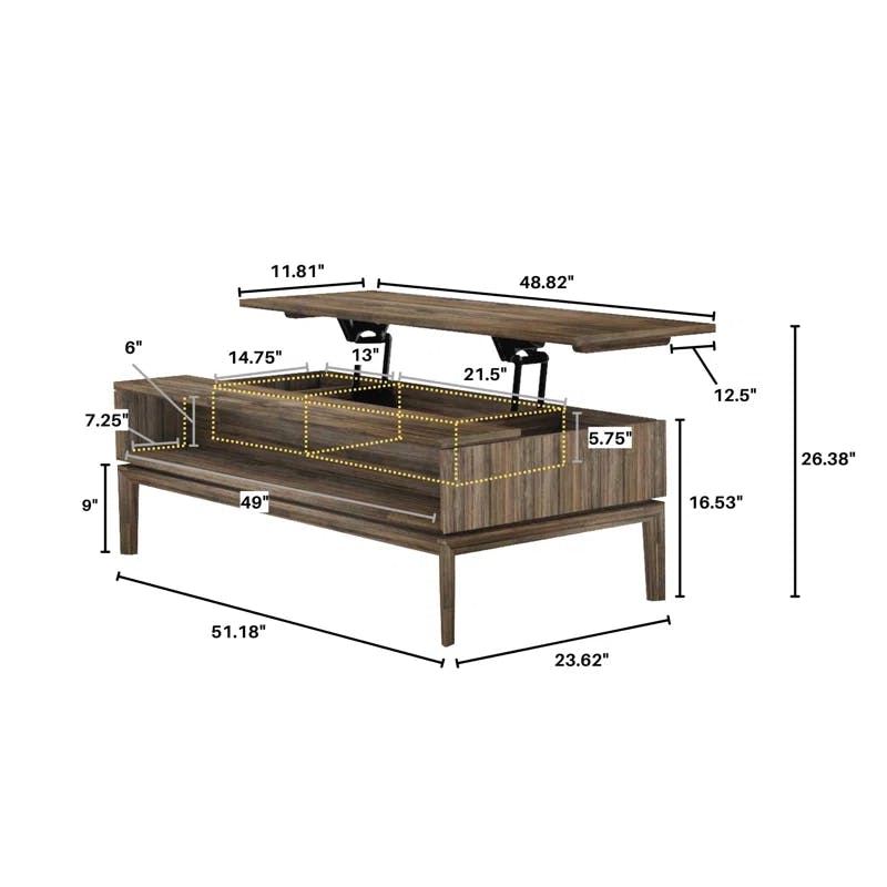 West Ridge Medium Brown Lift-Top Coffee Table with Storage