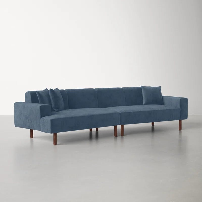 Tobagon Steel Blue Corduroy 121" Modular Conversation Sofa