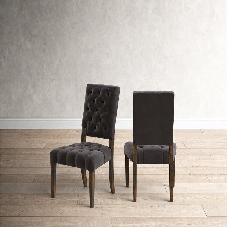 Hanford Tufted Velvet Solid Wood Side Chair