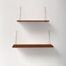 Kate and Laurel Vista Wood and Metal Wall Shelves, 2 Piece Set, Walnut Brown and Gold