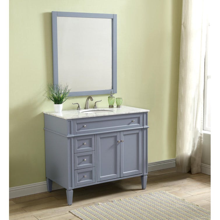 Lessie 40" Free-Standing Single Bathroom Vanity Set with Marble Vanity Top