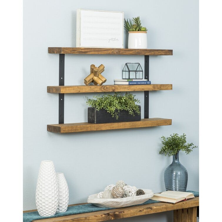 Serene 3 Piece Pine Solid Wood Tiered Shelf