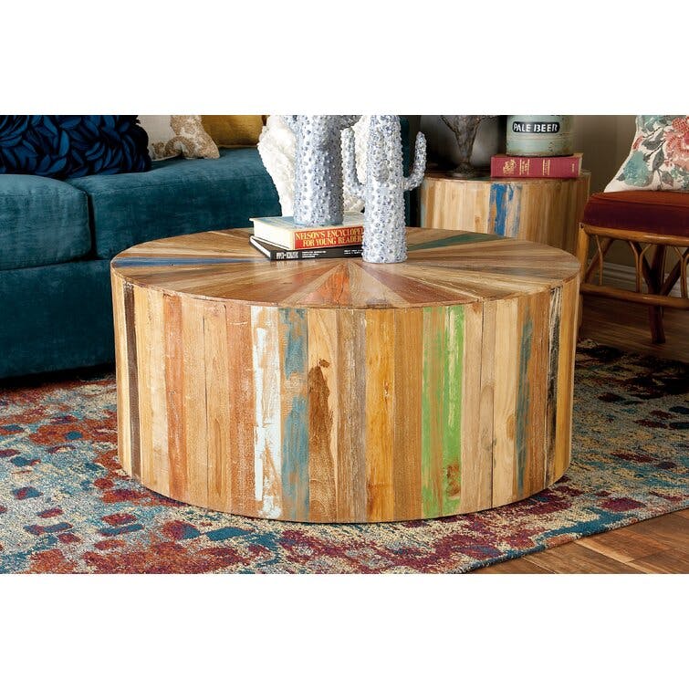 Solid Wood Drum Coffee Table