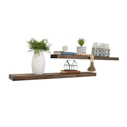 Grant 2 Piece Rectangle Pine Solid Wood Floating Shelf