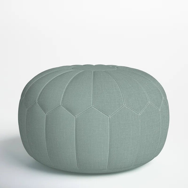 Seaweed Green Avery Oversized Round Pouf Ottoman with Polystyrene Beads