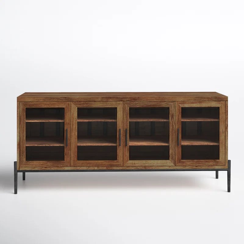 Bedford Transitional Brown Mango Solid Entertainment Console with Glass Doors