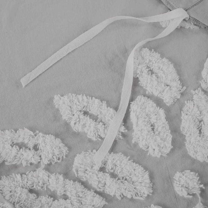 Shabby Chic Grey & White Cotton Chenille Floral Duvet Set - King/Cal King