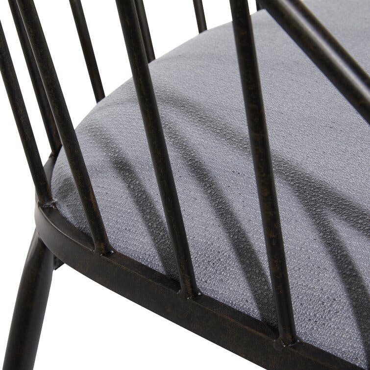 Marlowe Upholstered Metal Windsor Back Side Chair in Black