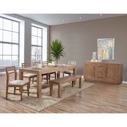 Alpine Furniture Aiden Wood Fixed Top Dining Table in Weathered Natural (Brown)
