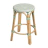Lily Coastal Beach White Woven Seat Brown Rattan Frame Backless Counter Stool