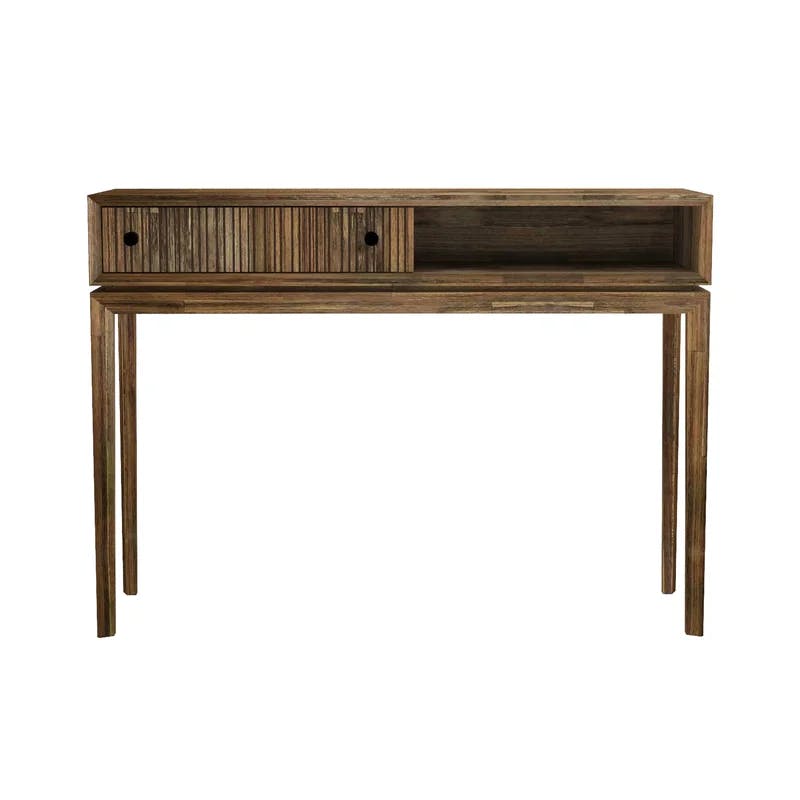 Natural Texture Medium Brown Wood Console Table with Storage