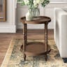Bellport Round Wood Side Table with Shelf, Rustic Brown