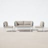 Modway Harmony 5 Piece Outdoor Patio Aluminum Sectional Sofa Set, White Beige