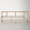 Winthrop Rectangular TV Stand with Glass Shelves for TV's up to 60" in Brass