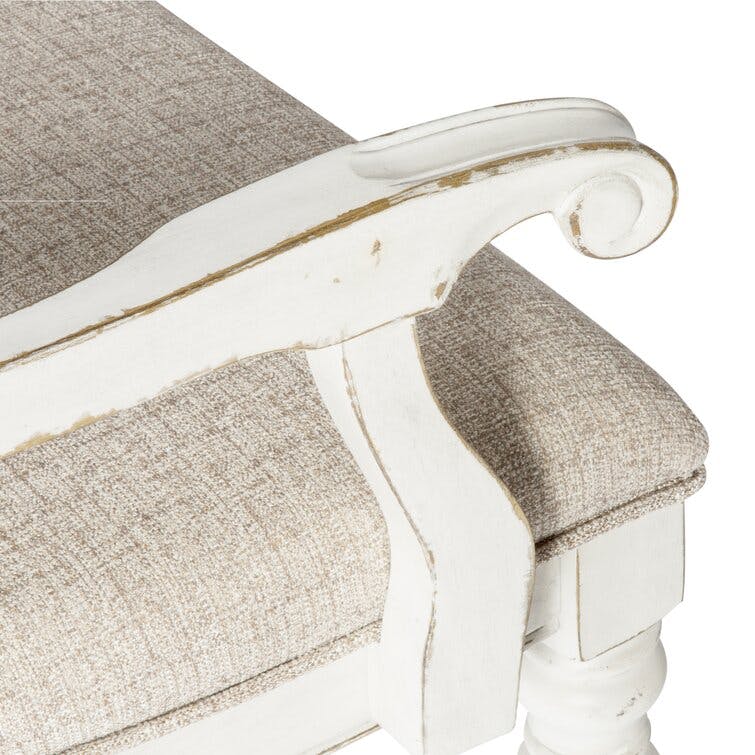 Tiphaine Tufted Upholstered Queen Anne Back Arm Chair in Ivory Tweed Chenille