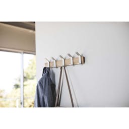 Yamazaki Home Wall-Mounted Coat Hanger, Steel + Wood