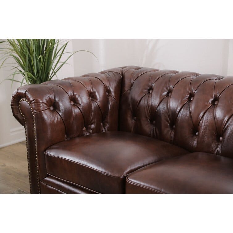 Ophelie 87'' Genuine Leather Chesterfield Sofa