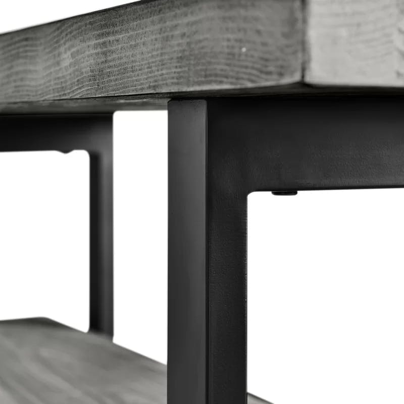 Pomona Slate Gray Metal and Reclaimed Wood Bench