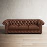BOWERY HILL 20" Traditional Leather Tufted Back Chesterfield Sofa in Chestnut