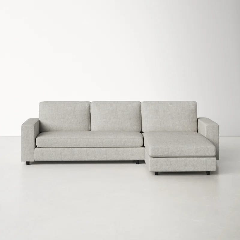 Ethan 111.5'' Marble and White Linen Modern Sofa Chaise