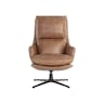 Cardona Swivel Lounge Chair, Black, Marseille Camel Leather