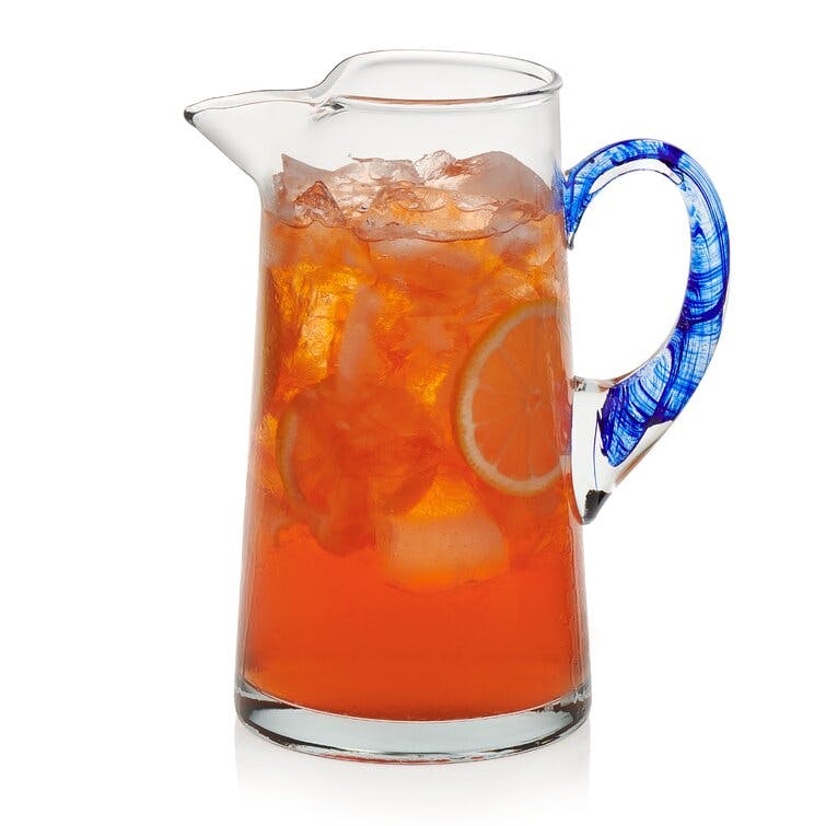 Libbey Cabos Blue-Handled Glass Pitcher, 90-ounce