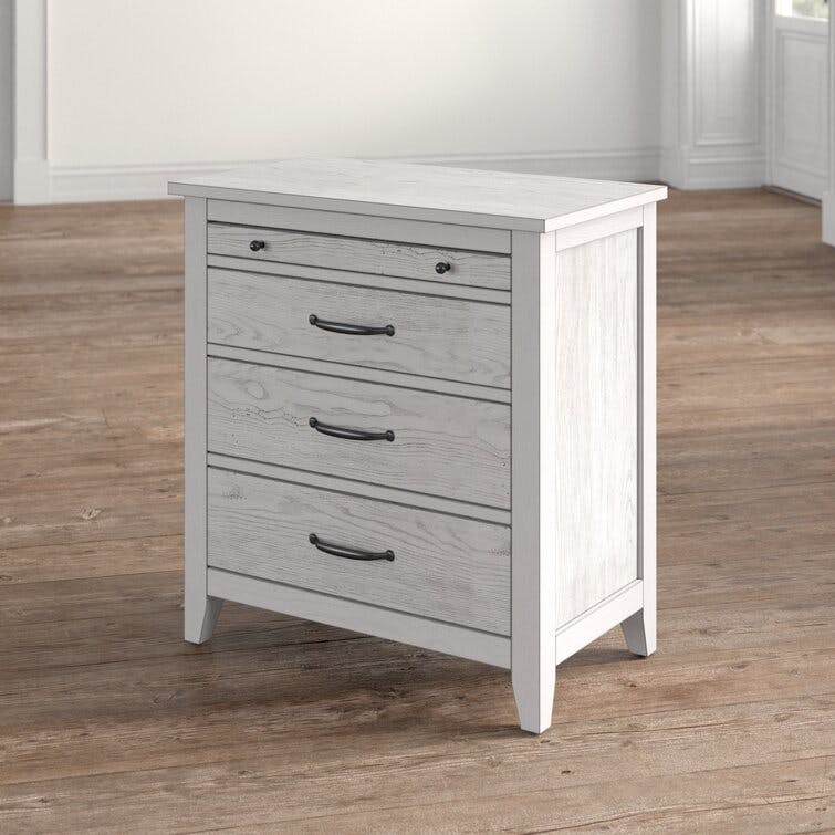 Aria 3-Drawer Weathered Light Gray Solid Wood Nightstand