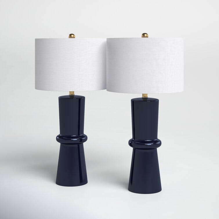 Eleanor 31" Navy Ceramic Table Lamp (Set of 2)
