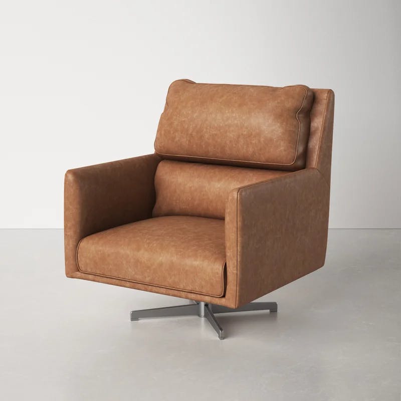 Marseille Camel Leather Transitional Swivel Chair