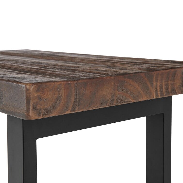 Pomona Solid Wood and Metal End Table with Shelf - Alaterre Furniture