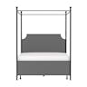 McArthur Queen Metal and Upholstered Canopy Bed, Matte Black with Gray Fabric