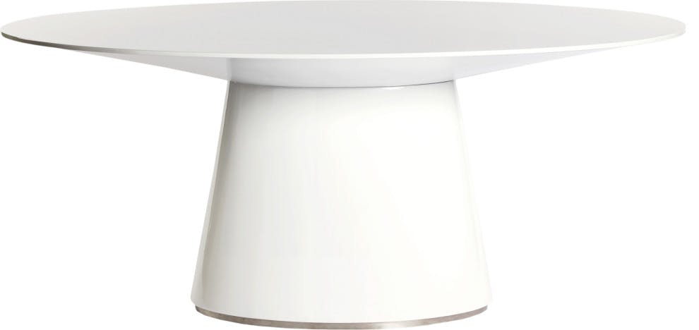 Braydon Rustic Lodge White Lacquer Silver Metal Oval Dining Table - 71"W