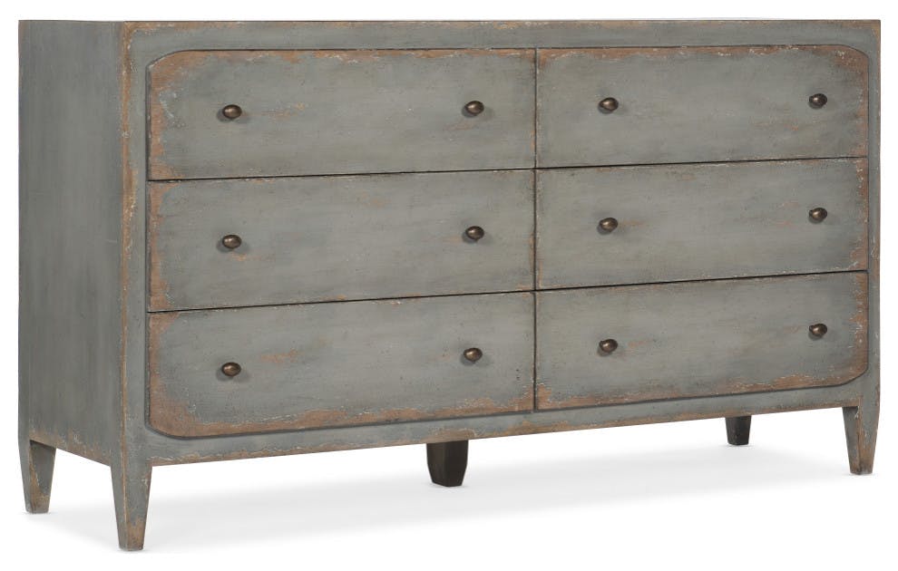 Ciao Bella Six-Drawer Dresser, Speckled Gray