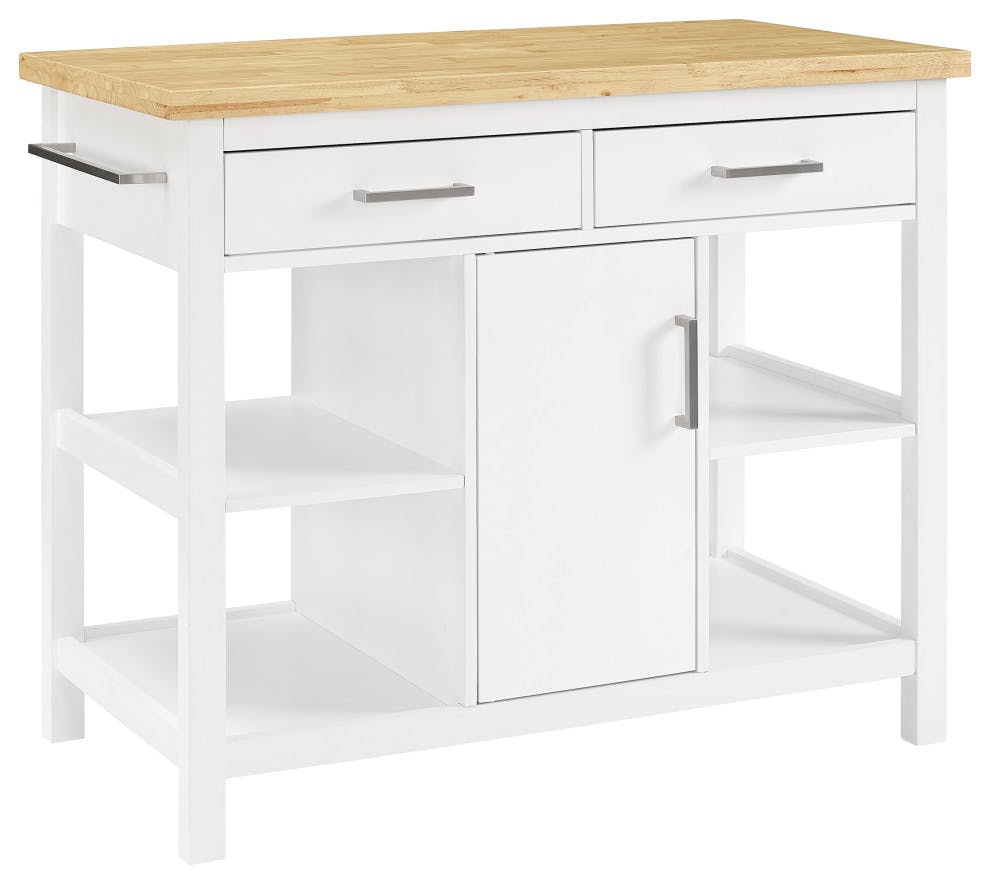 Audrey White and Natural Wood Kitchen Island
