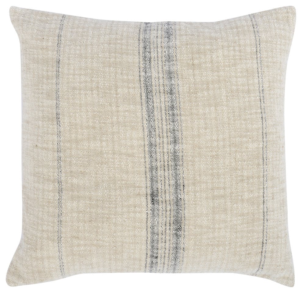 Lamina 22"x22" Natural and Black Striped Cotton Throw Pillow