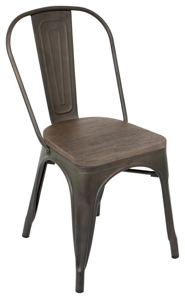 Arwen Antique Metal and Espresso Wood Dining Chair Set of 2
