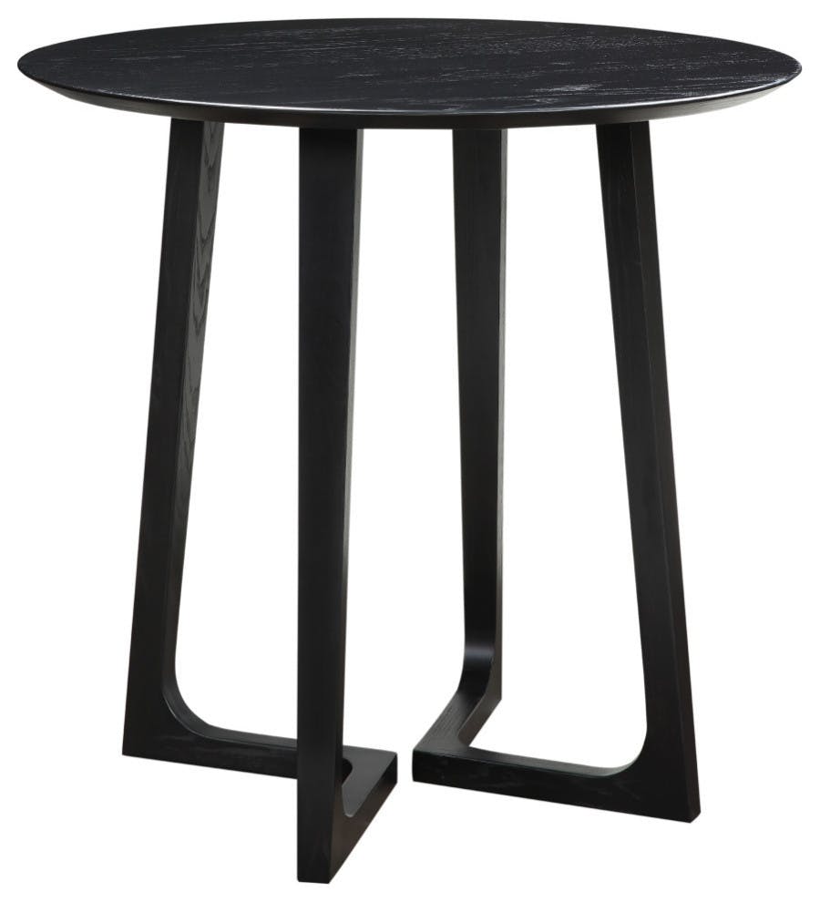 Sculptural 38" Black Ash Wood Round Counter Dining Table