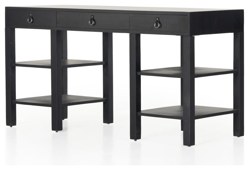 Isador Black Wash Poplar 59'' Modular Desk with Shelving