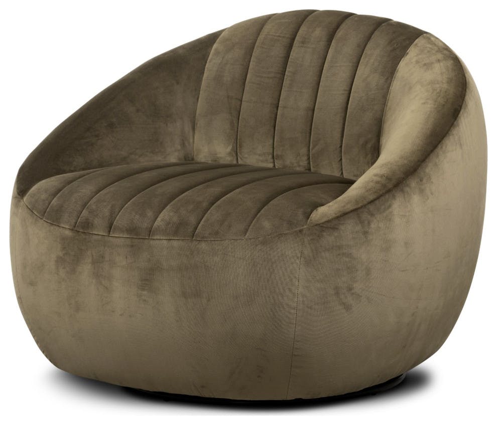 Beatrice Swivel Chair - Olive Velvet