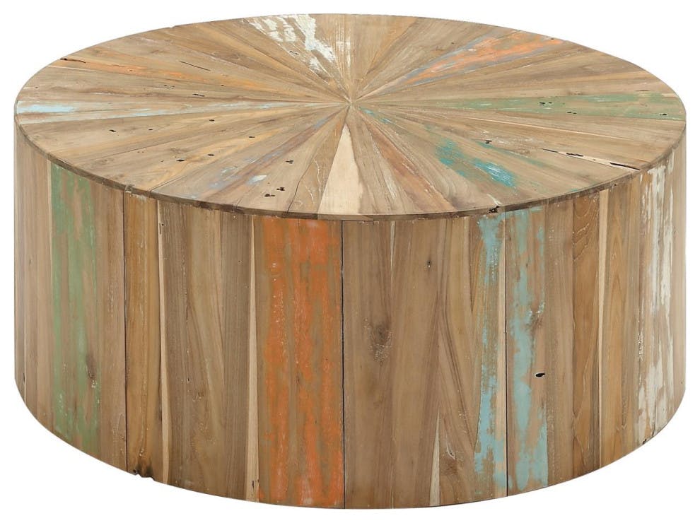 Rustic 38"x38"x16" Brown Reclaimed Wood Coffee Table