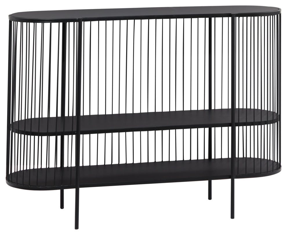 Sobro Black Metal Narrow Birdcage Style 2 Shelf Console Table 48" x 14" x 34"