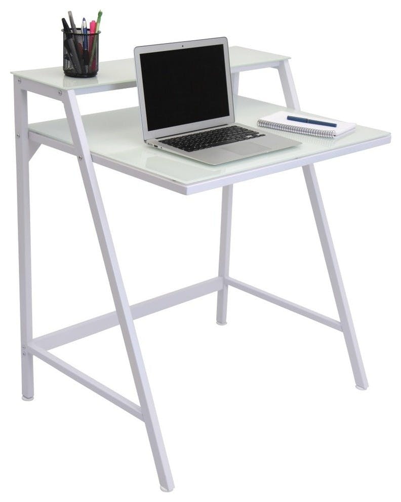 LumiSource 2-Tier Desk, White