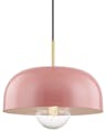 Mitzi by Hudson Valley Avery 1-Light Large Pendant, Aged Brass-Pink
