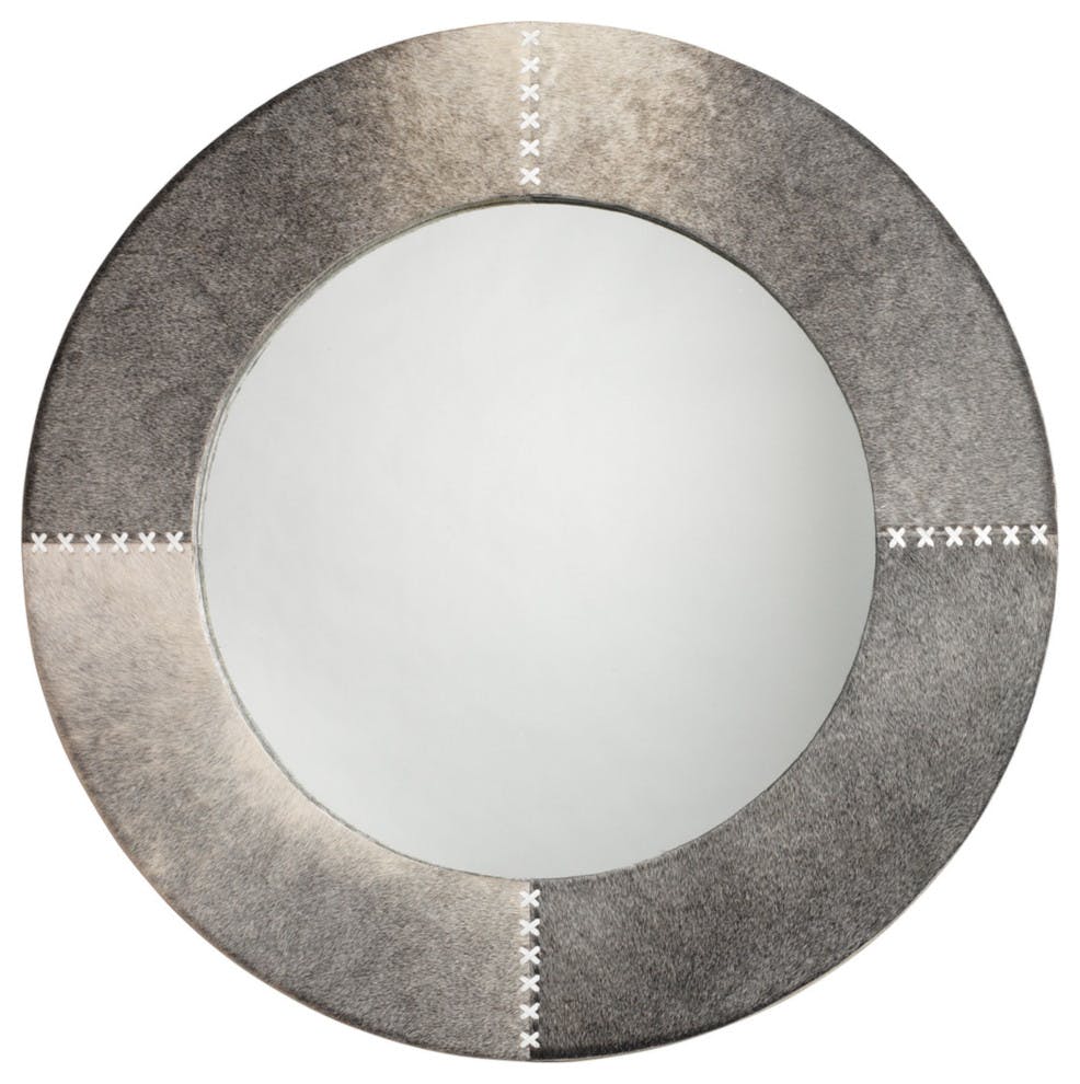 Cross Stitch Gray Hide Wall Mirror
