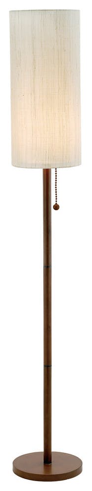 Adesso Hamptons Floor Lamp with a Wooden Base and Walnut Color Finish