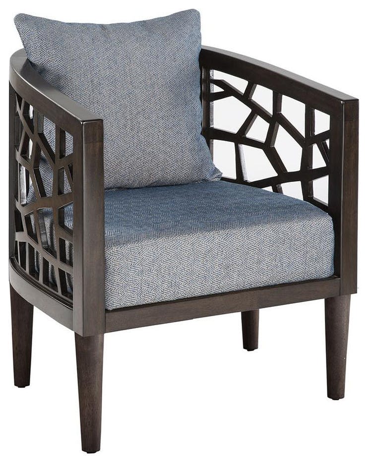 Pierre Blue Upholstered Barrel Accent Chair
